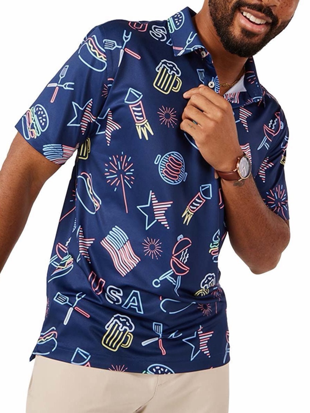 chubbies‎ July 4th Polo with Multicolor Icons